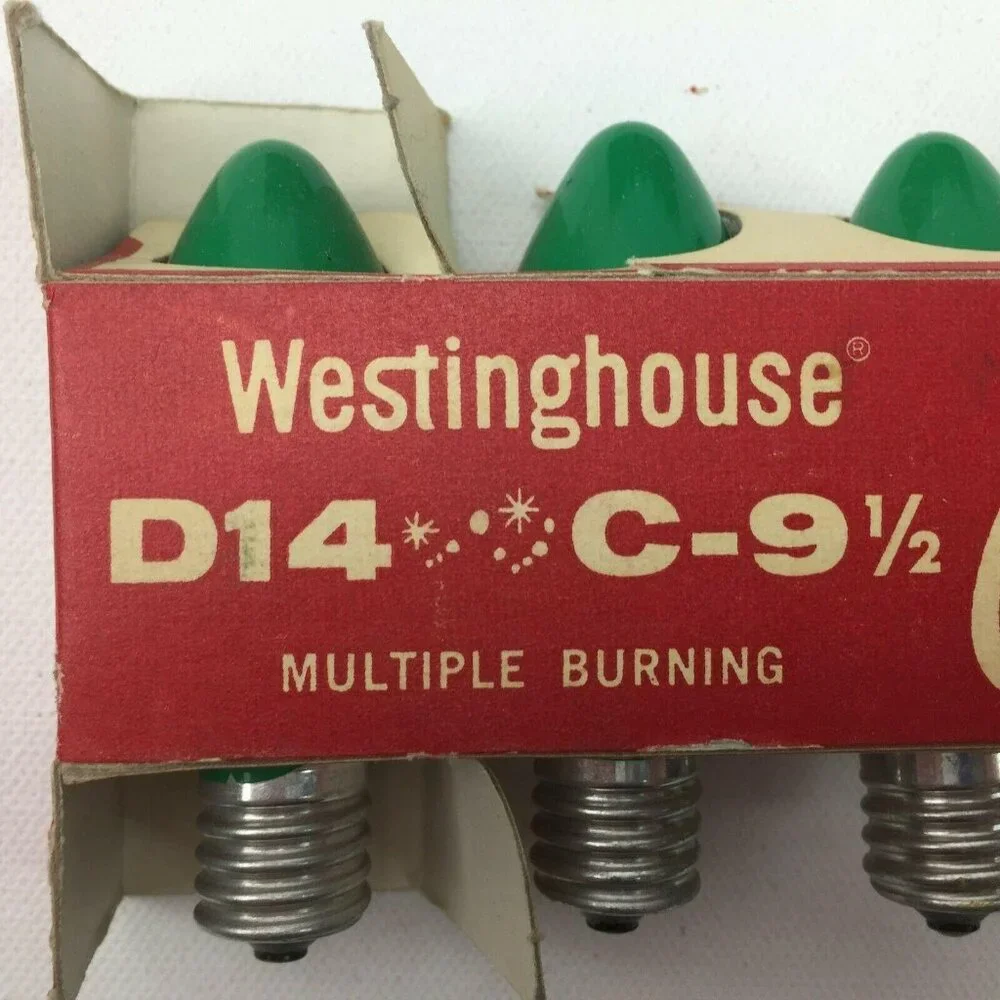 Vintage Westinghouse Christmas Bulbs D14 C-9 1/2 Green Replacements 15 Count